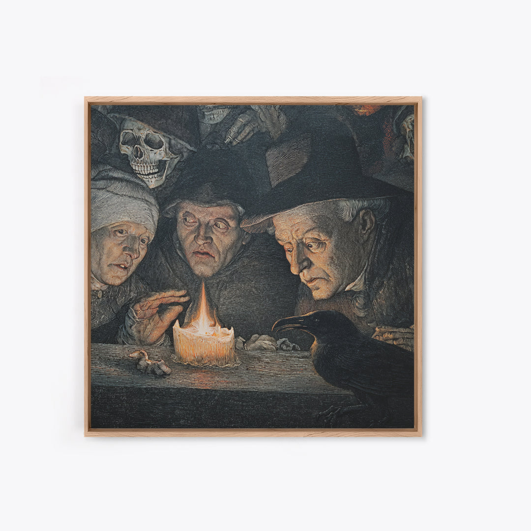 The Black Wax Candle, Danse Macabre Art, Square Wall Art, Dark Halloween Decor, Framed Canvas Print, Halloween Wall Art