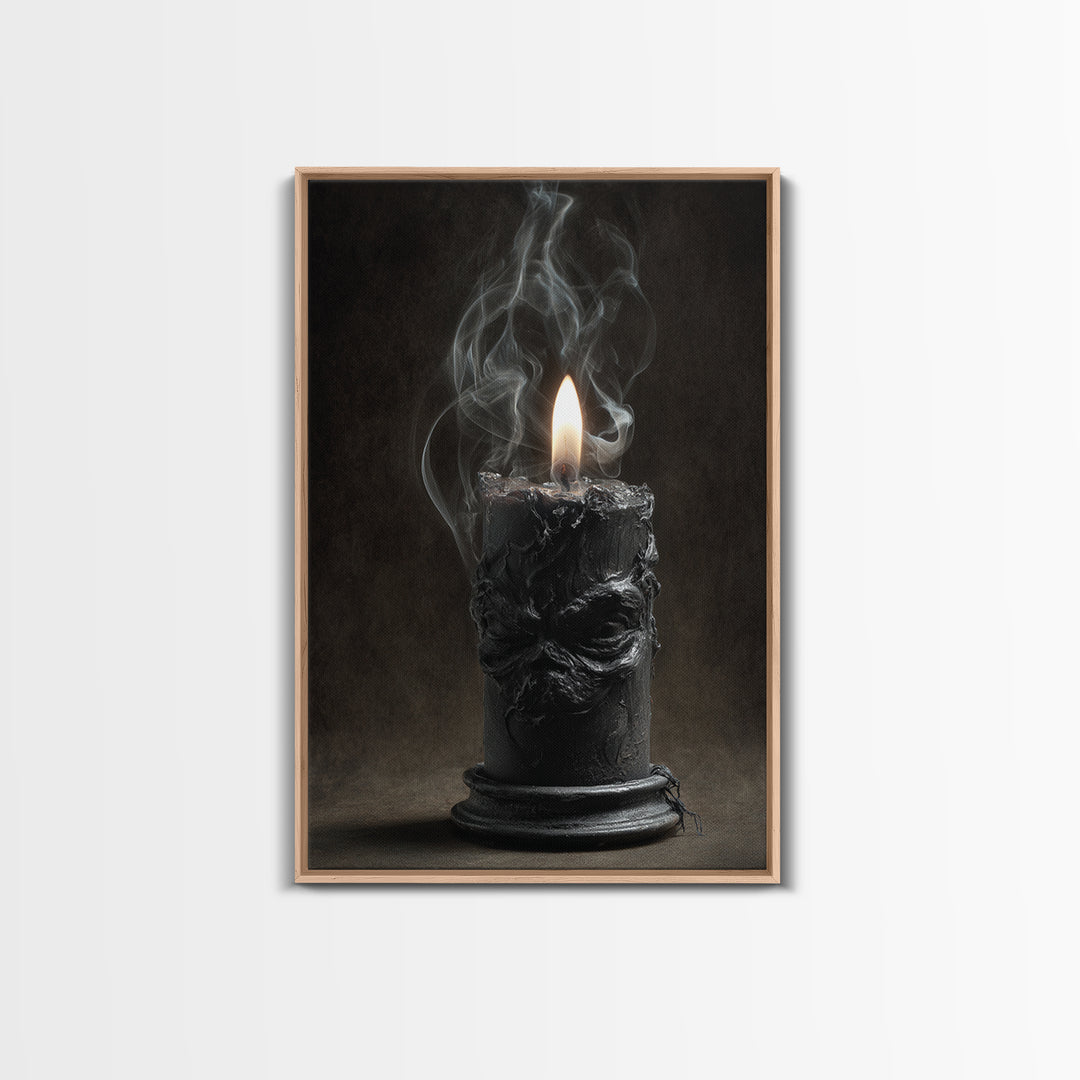 The Black Wax Candle, Dark Romantic Horror Art, Vertical Wall Art, Gothic Horror Wall Art, Canvas Print, Halloween Wall Art