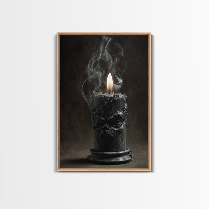 The Black Wax Candle, Dark Romantic Horror Art, Vertical Wall Art, Gothic Horror Wall Art, Canvas Print, Halloween Wall Art