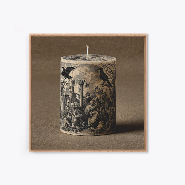 The Black Wax Candle, Gothic Nightmare Art, Square Wall Art, Dark Halloween Decor, Canvas Print, Halloween Wall Art, Spooky Wall Decor