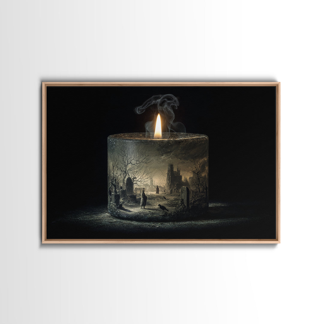 The Black Wax Candle, Romantic Gothic Landscape, Landscape Wall Art, Macabre Wall Art, Canvas Print, Halloween Wall Art