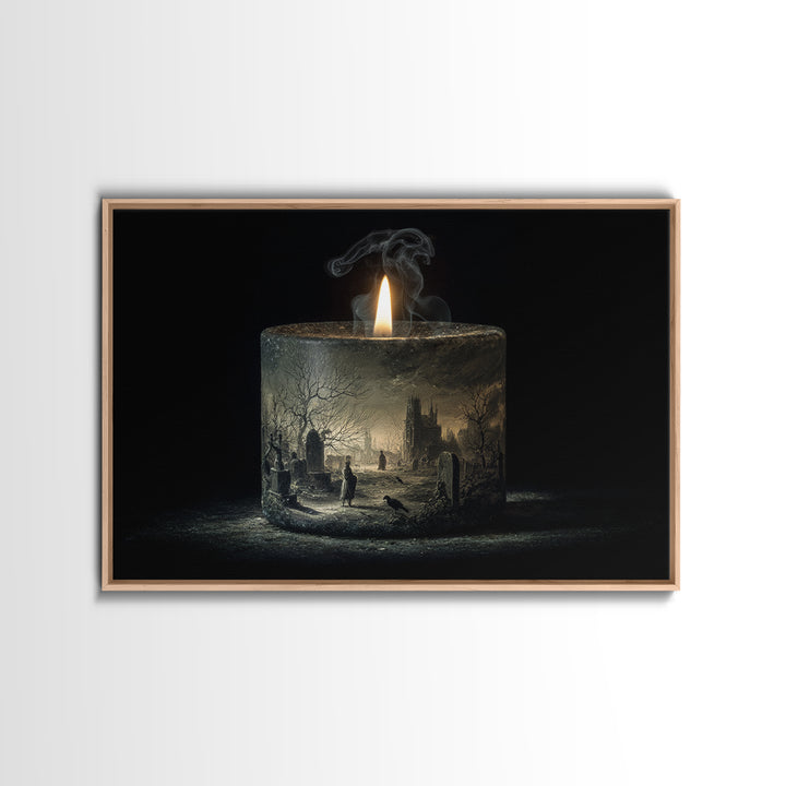 The Black Wax Candle, Romantic Gothic Landscape, Landscape Wall Art, Macabre Wall Art, Canvas Print, Halloween Wall Art
