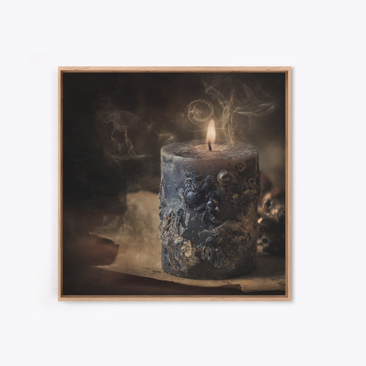 The Black Wax Candle, Symbolist Dream Art, Square Wall Art, Dark Fantasy Wall Art, Canvas Print, Halloween Wall Art, Gothic Home Decor