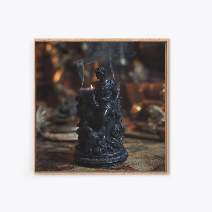 The Black Wax Candle, Ornate Symbolist Art, Square Wall Art, Dark Fantasy Wall Art, Framed Canvas Print, Halloween Wall Art