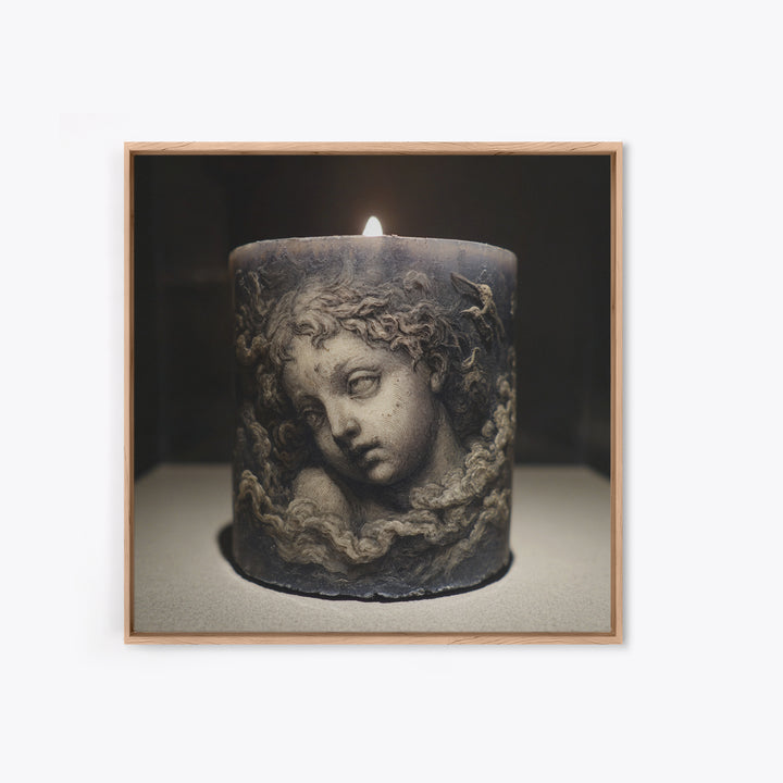 The Black Wax Candle, Symbolist Etching Art, Square Wall Art, Macabre Wall Art, Framed Canvas Print, Halloween Wall Art