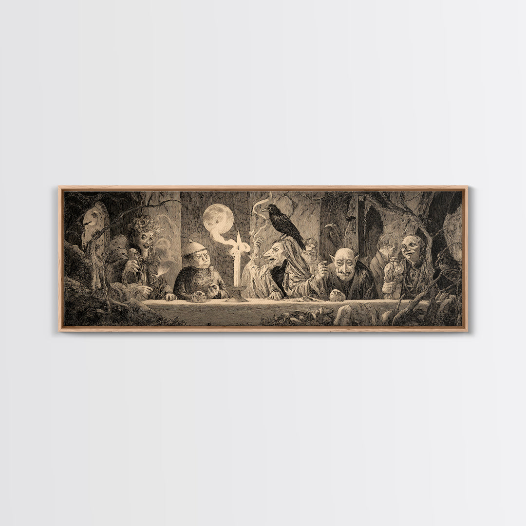 The Black Wax Candle, Expressionist Nightmare Art, Extra Wide Wall Art, Gothic Horror Wall Art, Framed Canvas Print, Halloween Wall Art