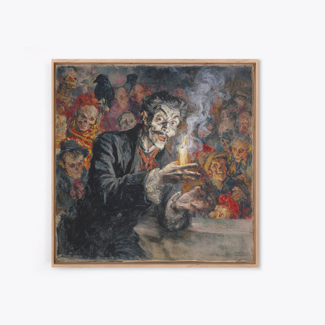 The Black Wax Candle, Grotesque Carnival Art, Square Wall Art, Gothic Horror Wall Art, Framed Canvas Print, Halloween Wall Art