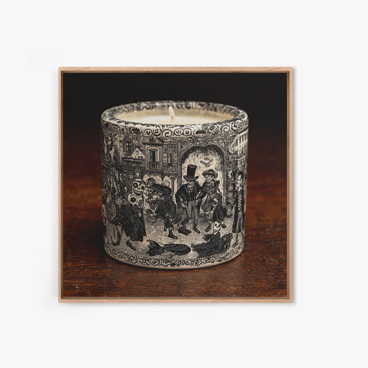 The Black Wax Candle, Macabre Folk Print Art, Square Wall Art, Gothic Horror Wall Art, Framed Canvas Print, Halloween Wall Art