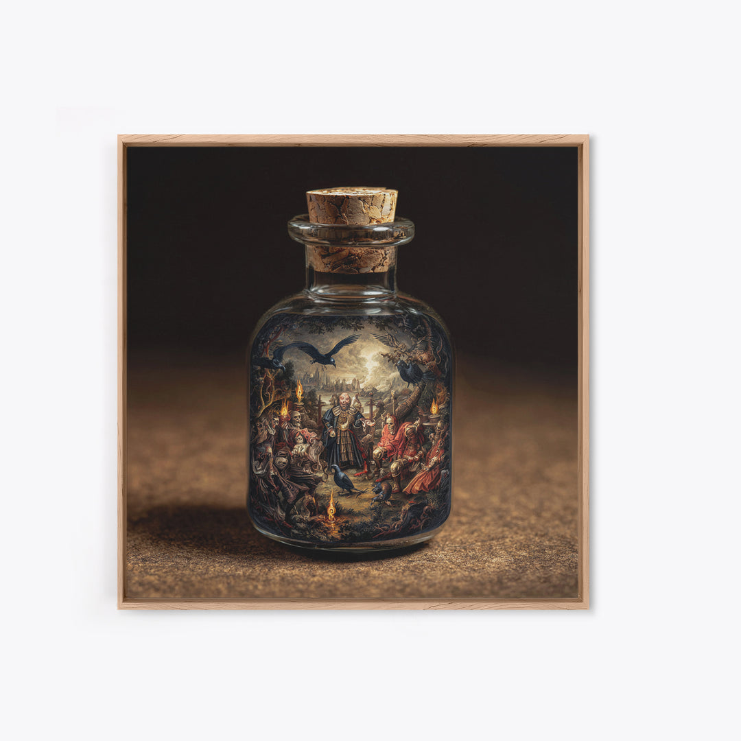 The Bottled Ghost, Danse Macabre Art, Square Wall Art, Gothic Horror Wall Art, Canvas Print, Halloween Wall Art