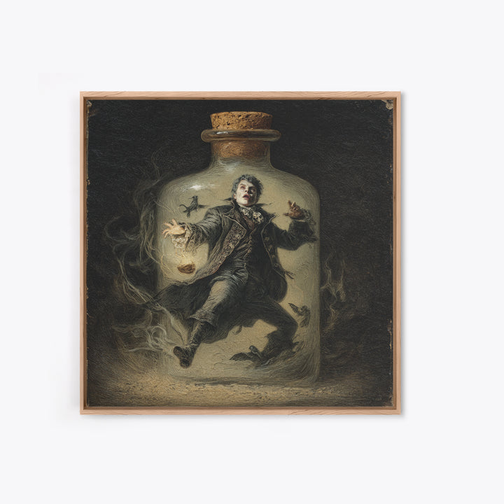 The Bottled Ghost, Gothic Nightmare Art, Square Wall Art, Gothic Horror Wall Art, Canvas Print, Halloween Wall Art, Seasonal Home Decor