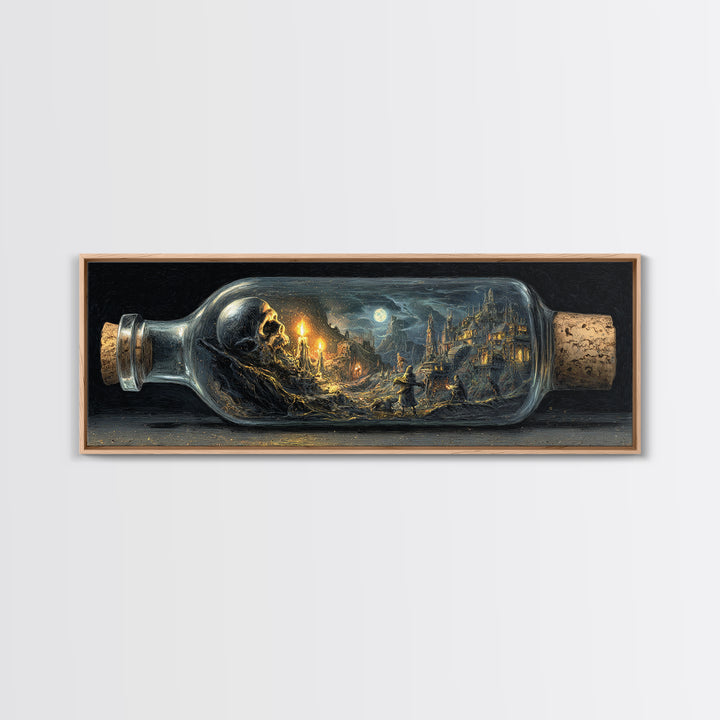 The Bottled Ghost, Apocalyptic Romantic Art, Extra Wide Wall Art, Dark Fantasy Wall Art, Canvas Print, Halloween Wall Art