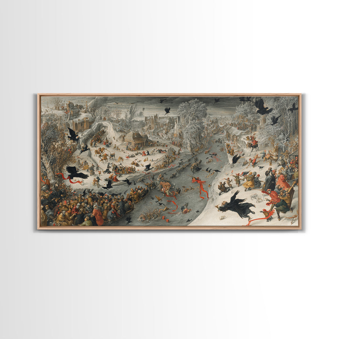 The Coffin Key, Northern Renaissance Horror, Wide Panoramic Art, Gothic Horror Wall Art, Framed Canvas Print, Halloween Wall Art