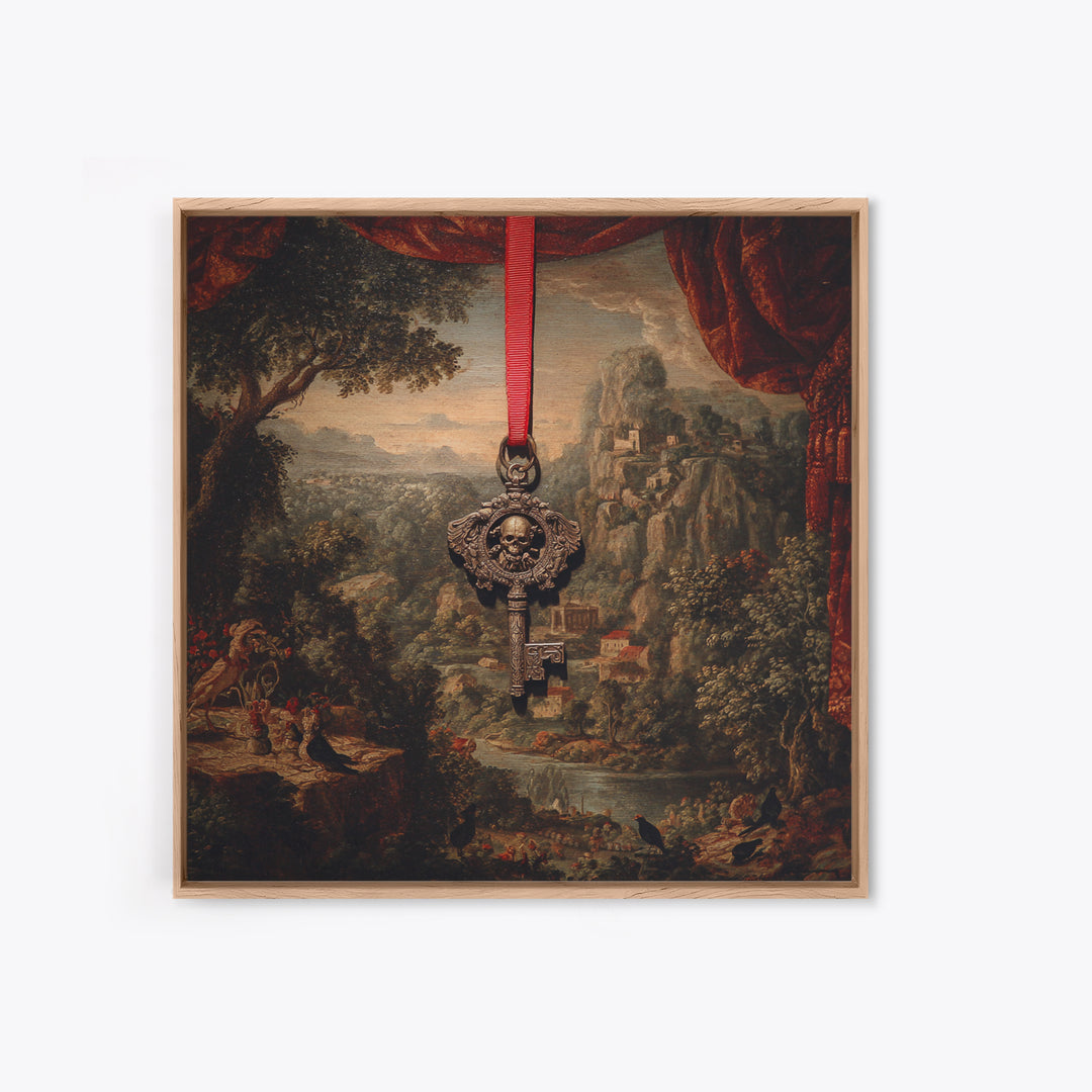 The Coffin Key, Baroque Witchcraft Art, Square Wall Art, Dark Fantasy Wall Art, Canvas Print, Halloween Wall Art, Horror Wall Art