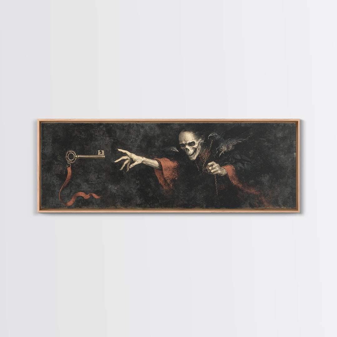 The Coffin Key, Dark Romantic Horror Art, Extra Wide Wall Art, Gothic Horror Wall Art, Framed Canvas Print, Halloween Wall Art