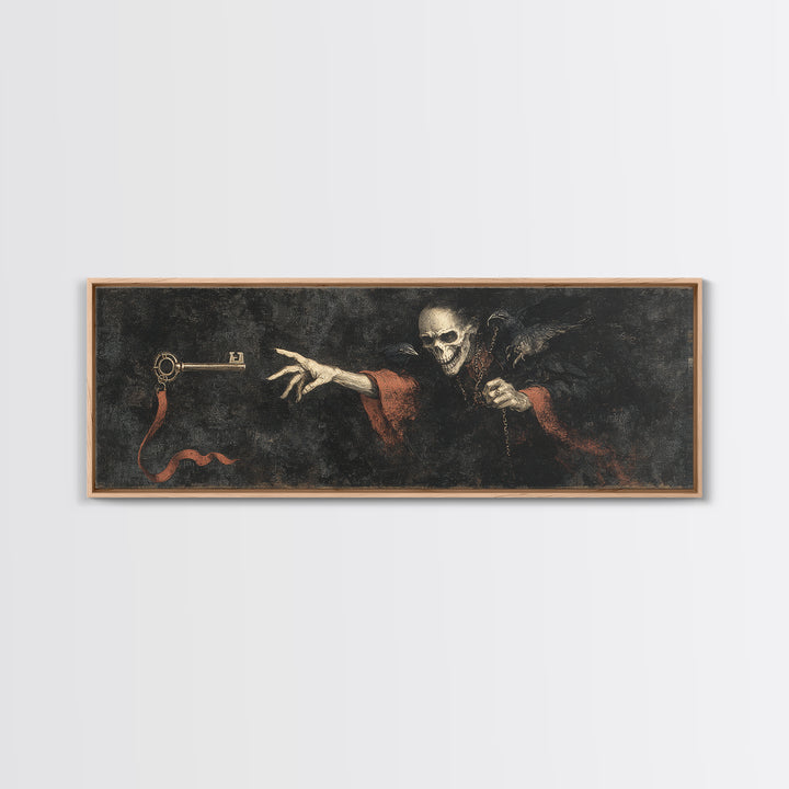 The Coffin Key, Dark Romantic Horror Art, Extra Wide Wall Art, Gothic Horror Wall Art, Framed Canvas Print, Halloween Wall Art