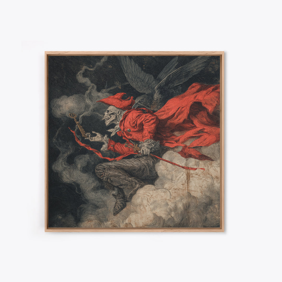 The Coffin Key, Gothic Nightmare Art, Square Wall Art, Dark Fantasy Wall Art, Framed Canvas Print, Halloween Wall Art