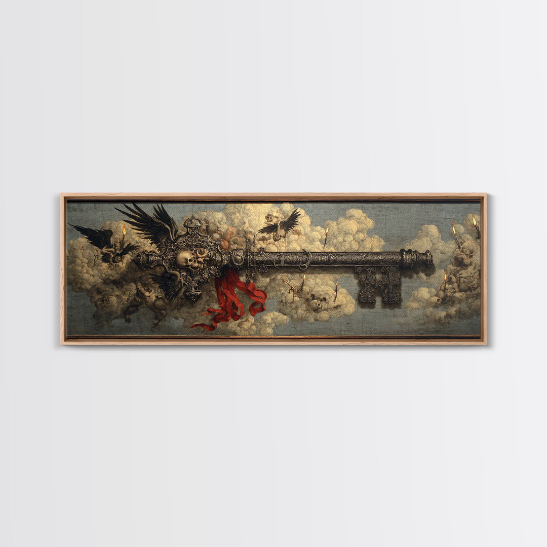 The Coffin Key, Visionary Gothic Art, Extra Wide Wall Art, Macabre Wall Art, Framed Canvas Print, Halloween Wall Art