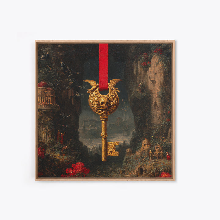 The Coffin Key, Ornate Symbolist Art, Square Wall Art, Gothic Horror Wall Art, Canvas Print, Halloween Wall Art, Seasonal Home Decor