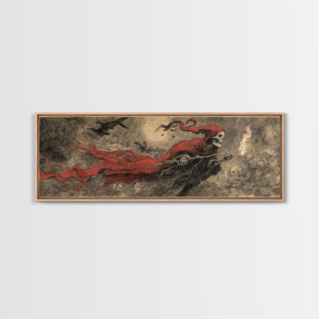 The Coffin Key, Expressionist Nightmare Art, Extra Wide Wall Art, Dark Halloween Decor, Framed Canvas Print, Halloween Wall Art