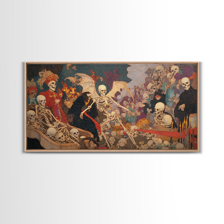 The Coffin Key, Grotesque Carnival Art, Wide Panoramic Art, Macabre Wall Art, Canvas Print, Halloween Wall Art, Gothic Home Decor