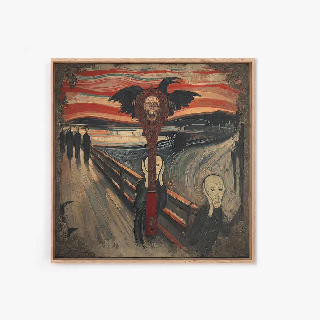 The Coffin Key, Expressionist Gothic Art, Square Wall Art, Dark Halloween Decor, Framed Canvas Print, Halloween Wall Art, Dark Fantasy Art
