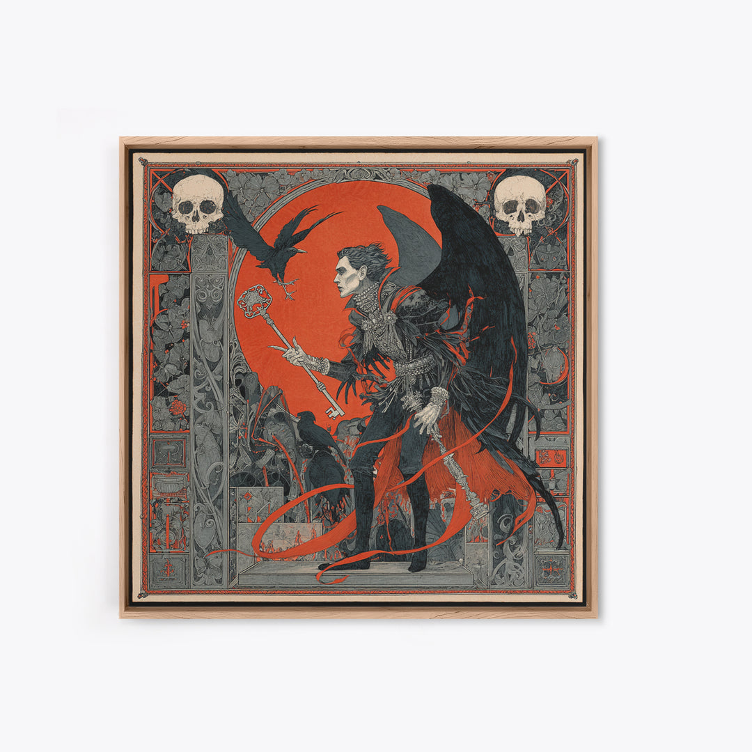 The Coffin Key, Stained Glass Gothic Art, Square Wall Art, Dark Halloween Decor, Canvas Print, Halloween Wall Art, Dark Fantasy Art