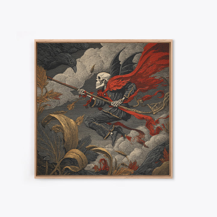 The Coffin Key, Macabre Folk Print Art, Square Wall Art, Dark Fantasy Wall Art, Framed Canvas Print, Halloween Wall Art