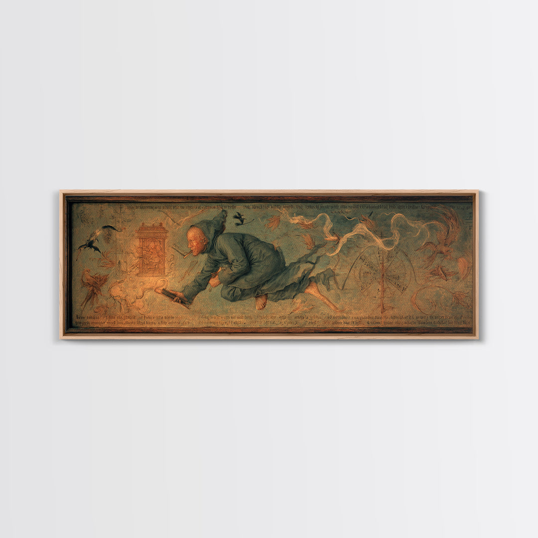 The Antique Spirit Board, Medieval Grotesque Art, Extra Wide Wall Art, Dark Fantasy Wall Art, Canvas Print, Halloween Wall Art