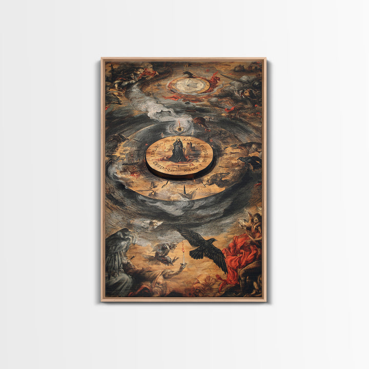 The Antique Spirit Board, Dark Renaissance Art, Vertical Wall Art, Dark Halloween Decor, Canvas Print, Halloween Wall Art