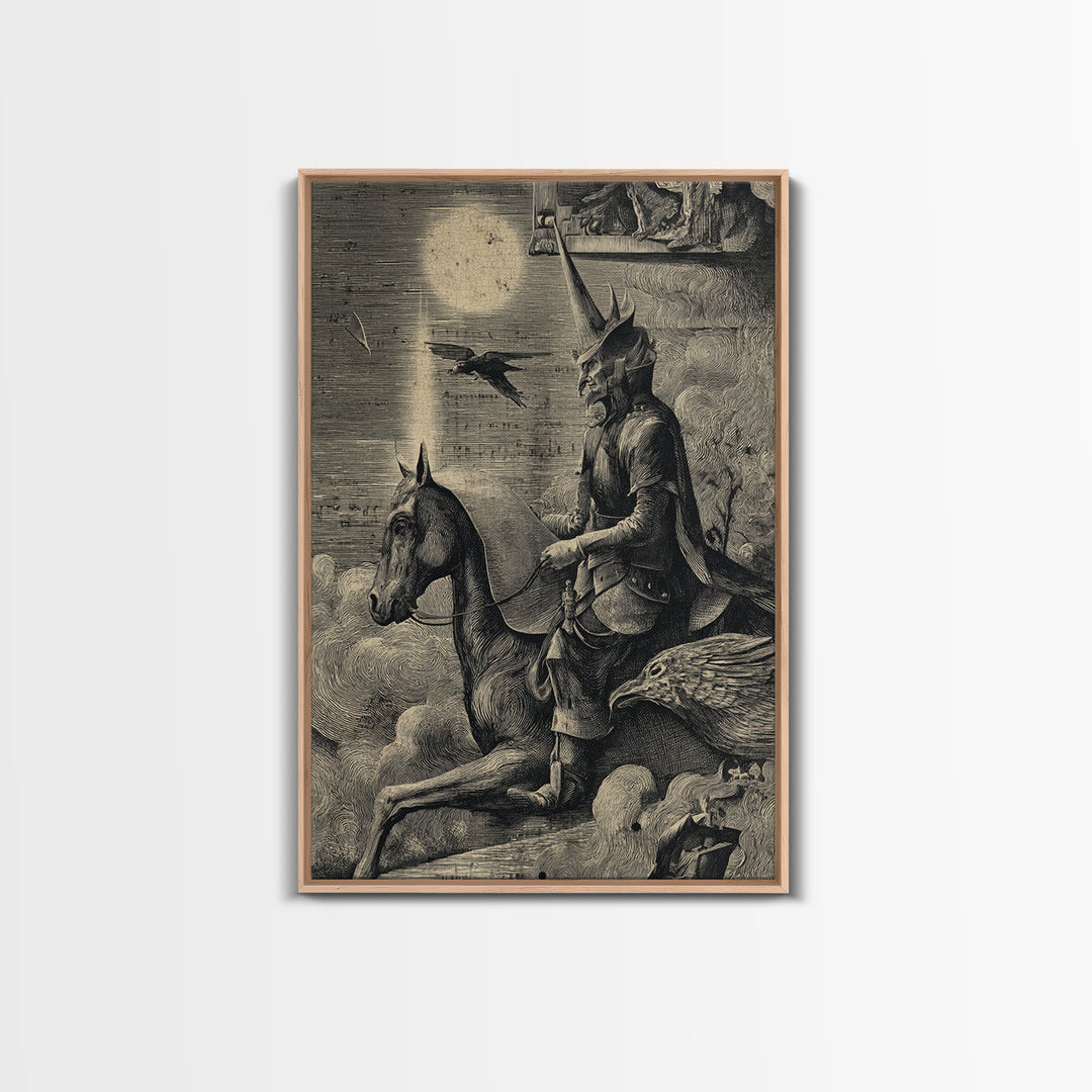 The Antique Spirit Board, Renaissance Engraving Art, Vertical Wall Art, Dark Fantasy Wall Art, Canvas Print, Halloween Wall Art