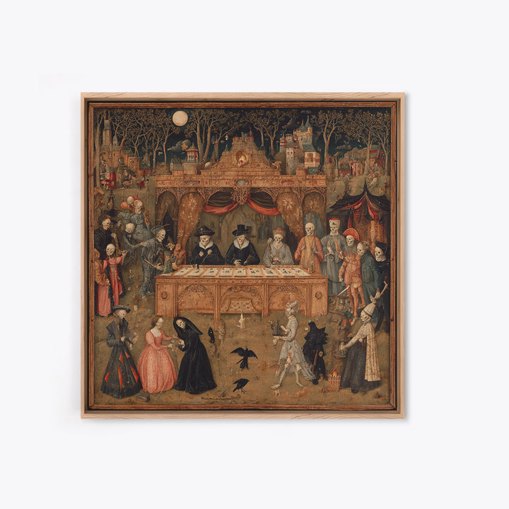 The Antique Spirit Board, Danse Macabre Art, Square Wall Art, Dark Fantasy Wall Art, Framed Canvas Print
