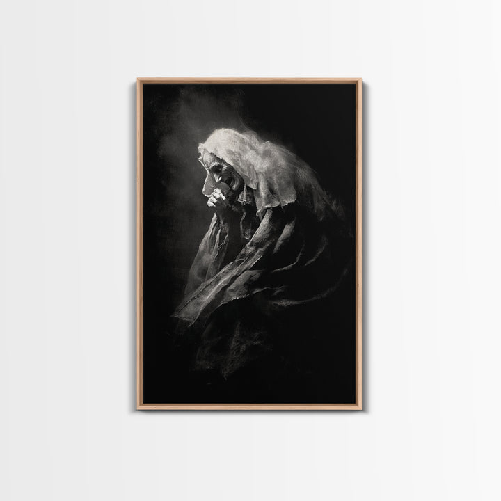 The Antique Spirit Board, Dark Romantic Horror Art, Vertical Wall Art, Dark Fantasy Wall Art, Framed Canvas Print, Halloween Wall Art
