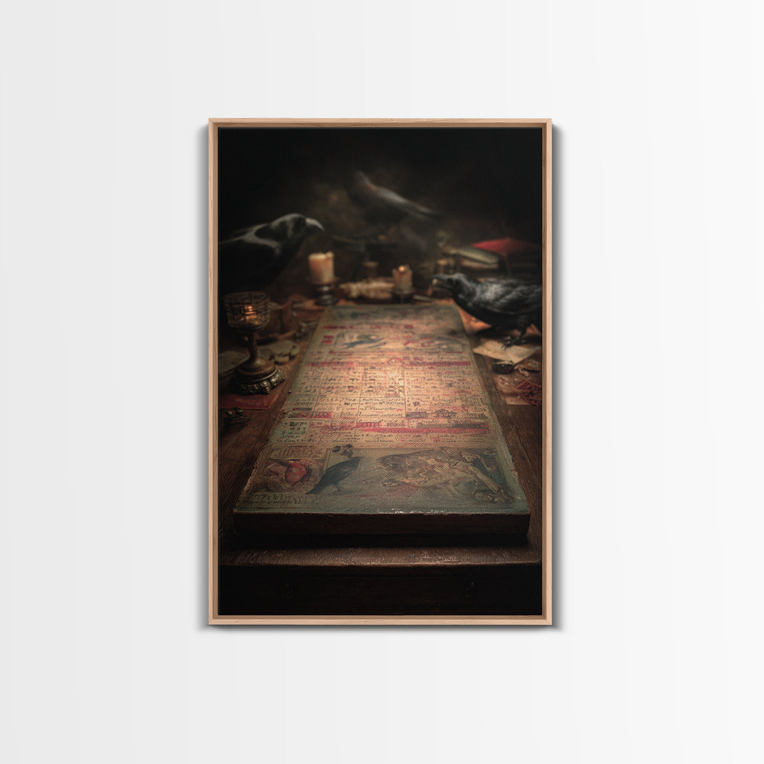 The Antique Spirit Board, Gothic Nightmare Art, Vertical Wall Art, Gothic Horror Wall Art, Framed Canvas Print, Halloween Wall Art