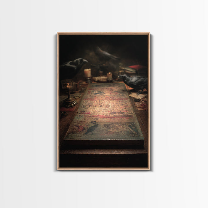 The Antique Spirit Board, Gothic Nightmare Art, Vertical Wall Art, Gothic Horror Wall Art, Framed Canvas Print, Halloween Wall Art