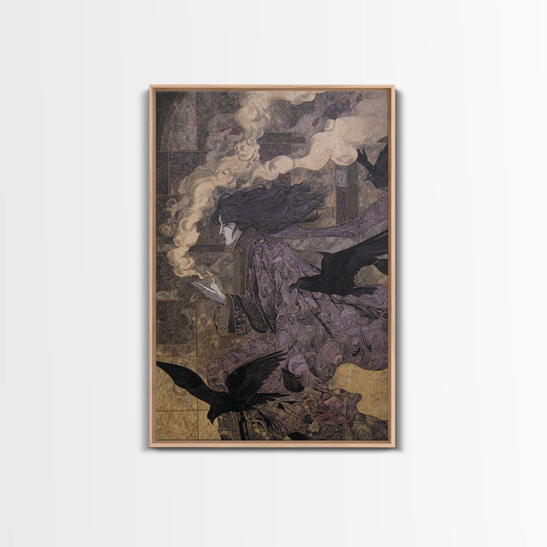 The Antique Spirit Board, Stained Glass Gothic Art, Vertical Wall Art, Dark Fantasy Wall Art, Canvas Print, Halloween Wall Art