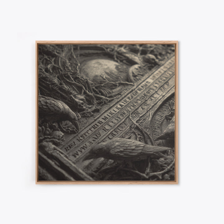 The Antique Spirit Board, Biomechanical Horror Art, Square Wall Art, Dark Fantasy Wall Art, Framed Canvas Print, Halloween Wall Art