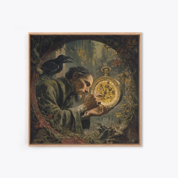 The Cursed Pocket Watch, Dark Renaissance Art, Square Wall Art, Dark Fantasy Wall Art, Canvas Print, Halloween Wall Art