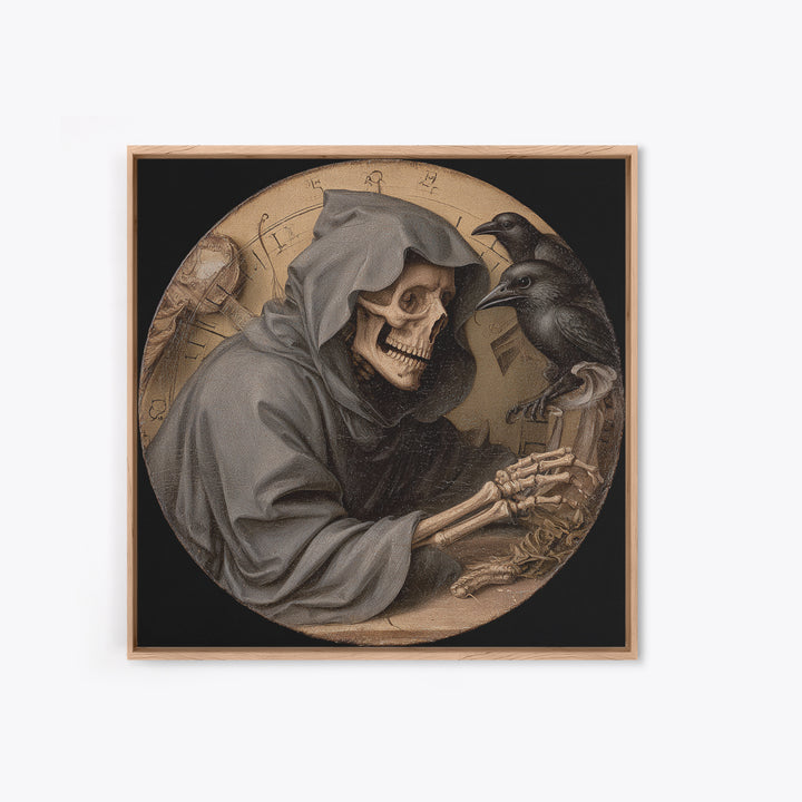 The Cursed Pocket Watch, Danse Macabre Art, Square Wall Art, Macabre Wall Art, Framed Canvas Print, Halloween Wall Art