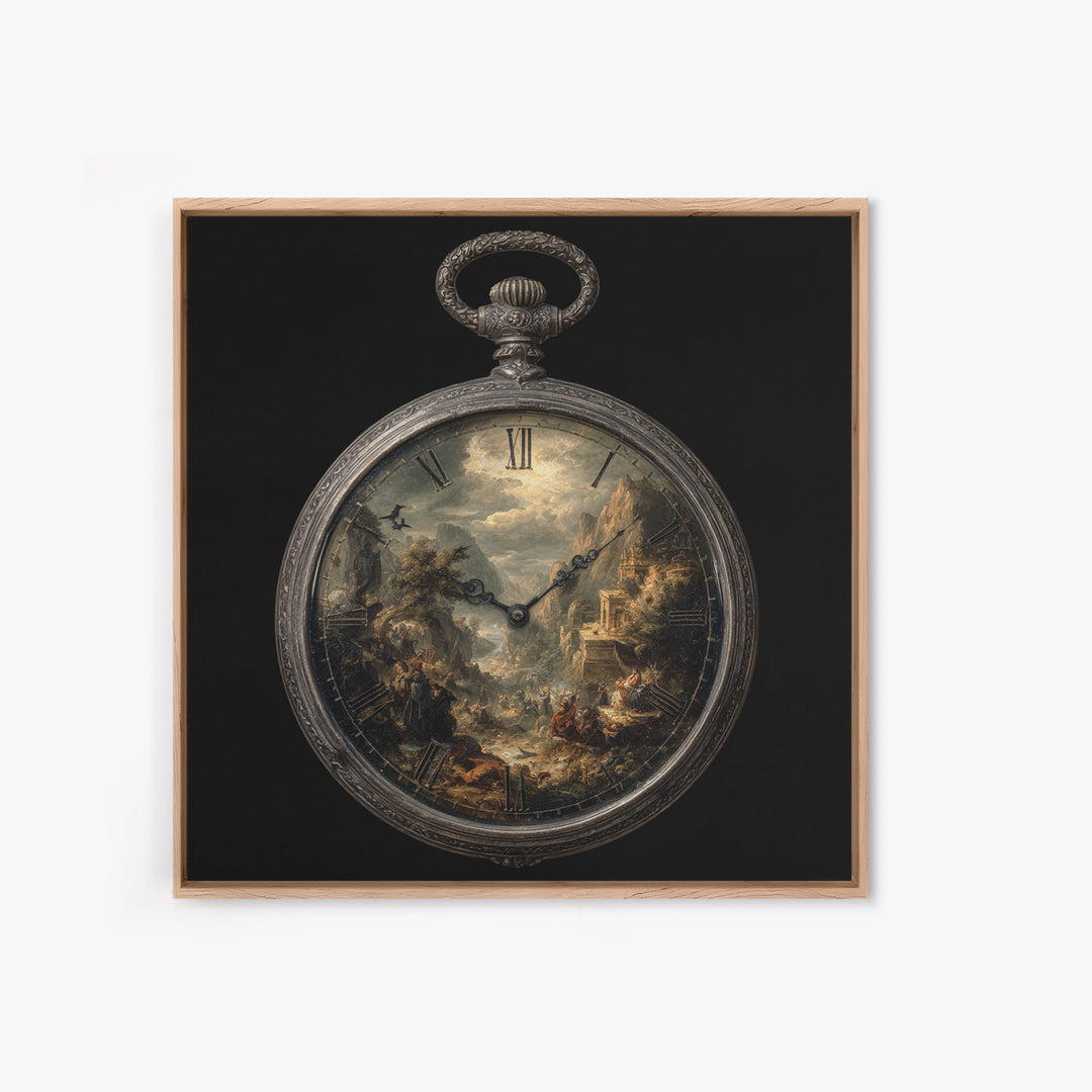 The Cursed Pocket Watch, Baroque Witchcraft Art, Square Wall Art, Dark Halloween Decor, Canvas Print, Halloween Wall Art
