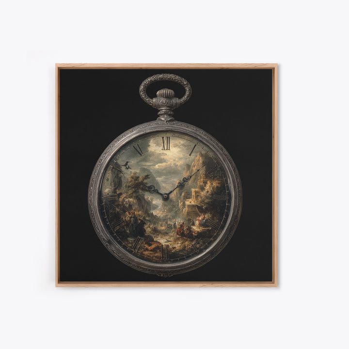 The Cursed Pocket Watch, Baroque Witchcraft Art, Square Wall Art, Dark Halloween Decor, Canvas Print, Halloween Wall Art