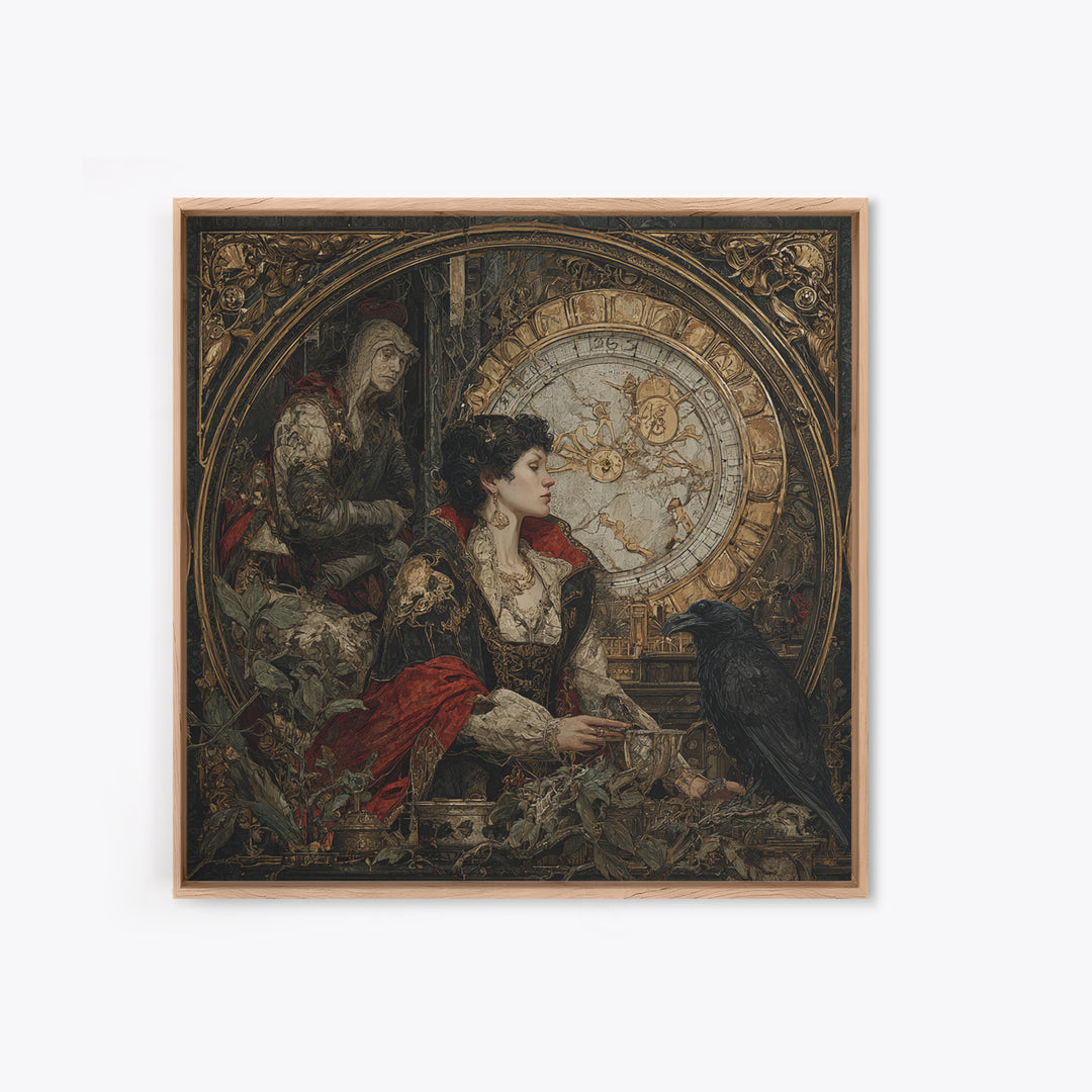 The Cursed Pocket Watch, Ornate Symbolist Art, Square Wall Art, Gothic Horror Wall Art, Framed Canvas Print, Halloween Wall Art