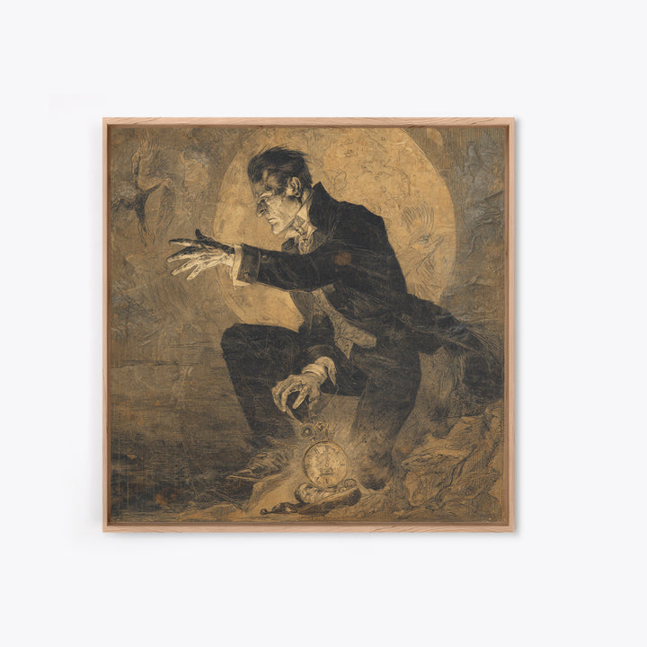 The Cursed Pocket Watch, Decadent Gothic Art, Square Wall Art, Dark Fantasy Wall Art, Framed Canvas Print, Halloween Wall Art