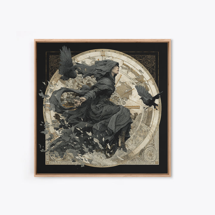 The Cursed Pocket Watch, Symbolist Death Art, Square Wall Art, Dark Halloween Decor, Canvas Print, Halloween Wall Art