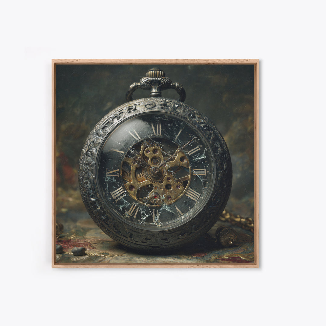 The Cursed Pocket Watch, Dark Symbolist Art, Square Wall Art, Dark Fantasy Wall Art, Framed Canvas Print, Halloween Wall Art