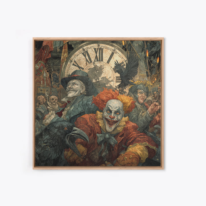 The Cursed Pocket Watch, Grotesque Carnival Art, Square Wall Art, Dark Fantasy Wall Art, Canvas Print, Halloween Wall Art