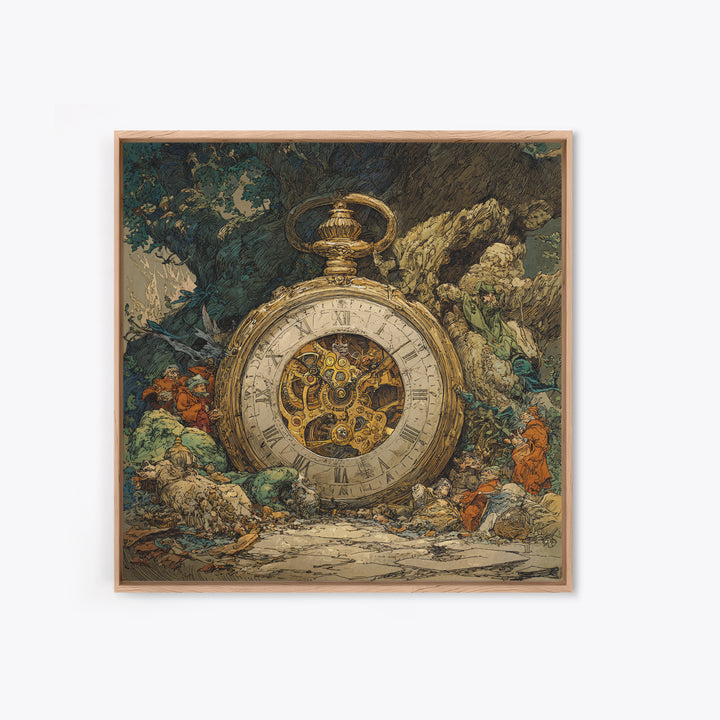 The Cursed Pocket Watch, Gothic Storybook Art, Square Wall Art, Macabre Wall Art, Canvas Print, Halloween Wall Art, Halloween Decor