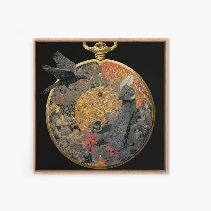 The Cursed Pocket Watch, Stained Glass Gothic Art, Square Wall Art, Macabre Wall Art, Canvas Print, Halloween Wall Art, Spooky Wall Decor