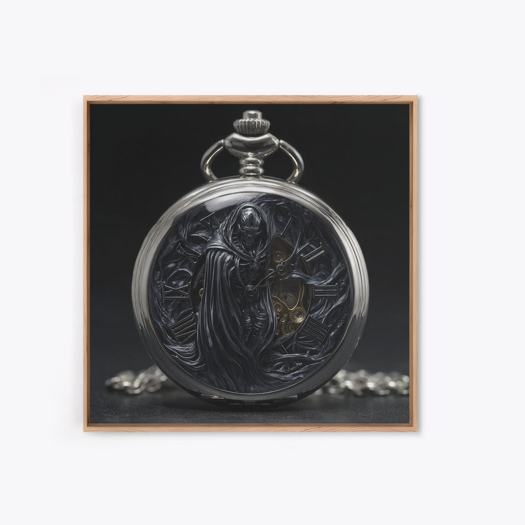 The Cursed Pocket Watch, Biomechanical Horror Art, Square Wall Art, Macabre Wall Art, Canvas Print, Halloween Wall Art, Horror Wall Art