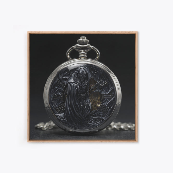 The Cursed Pocket Watch, Biomechanical Horror Art, Square Wall Art, Macabre Wall Art, Canvas Print, Halloween Wall Art, Horror Wall Art