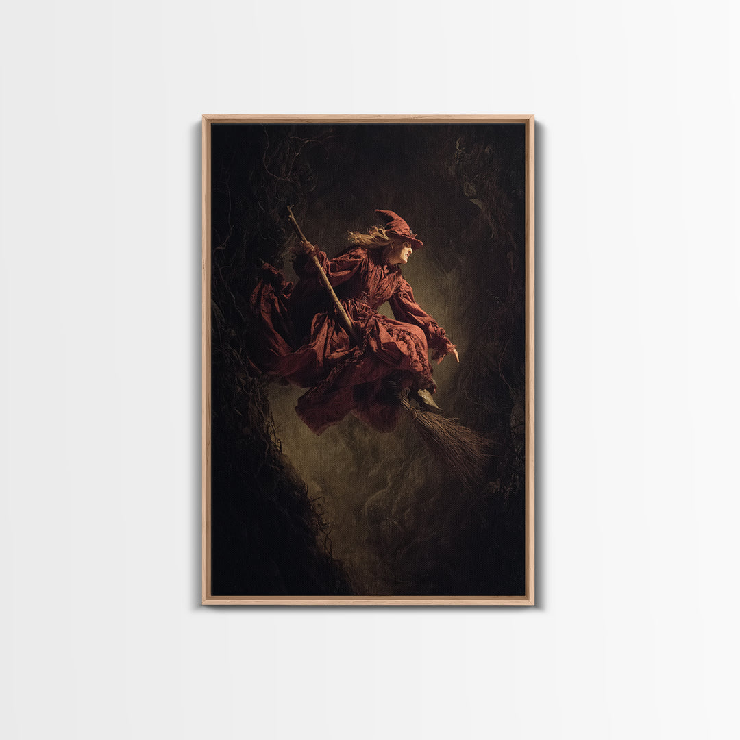 The Witch'S Broom, Gothic Nightmare Art, Vertical Wall Art, Dark Halloween Decor, Canvas Print, Halloween Wall Art, Statement Wall Art
